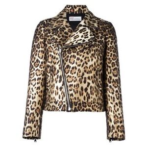 Leopard Jacquard Moto / Biker Jacket by RED Valentino